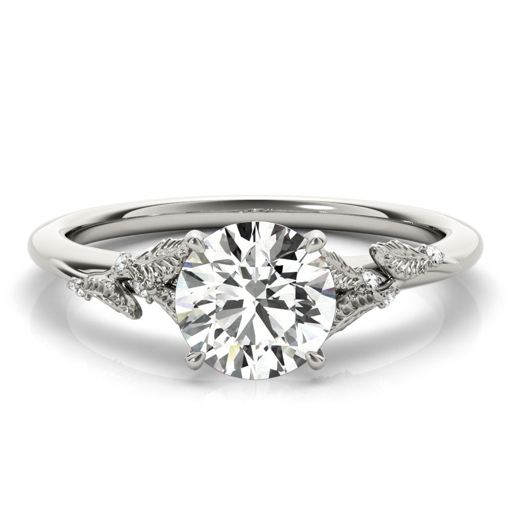 Laurel Round Diamond Solitaire Engagement Ring-VIRABYANI